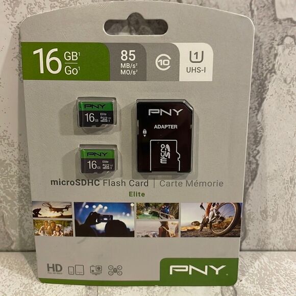 PNY Micro SDHC Flash Card Elite 16 GB with Adapter NWT - Picture 1 of 2